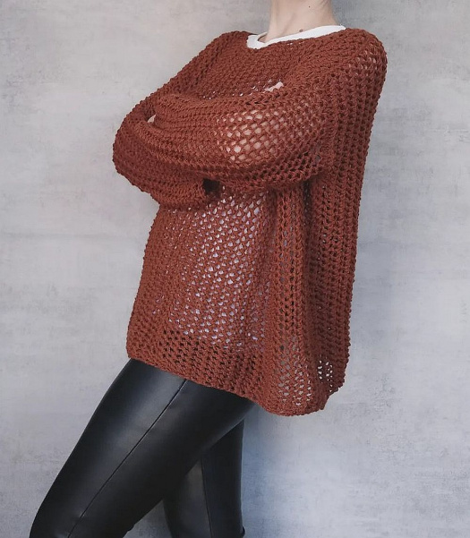 ručně pletený oversize hřejivý svetřík