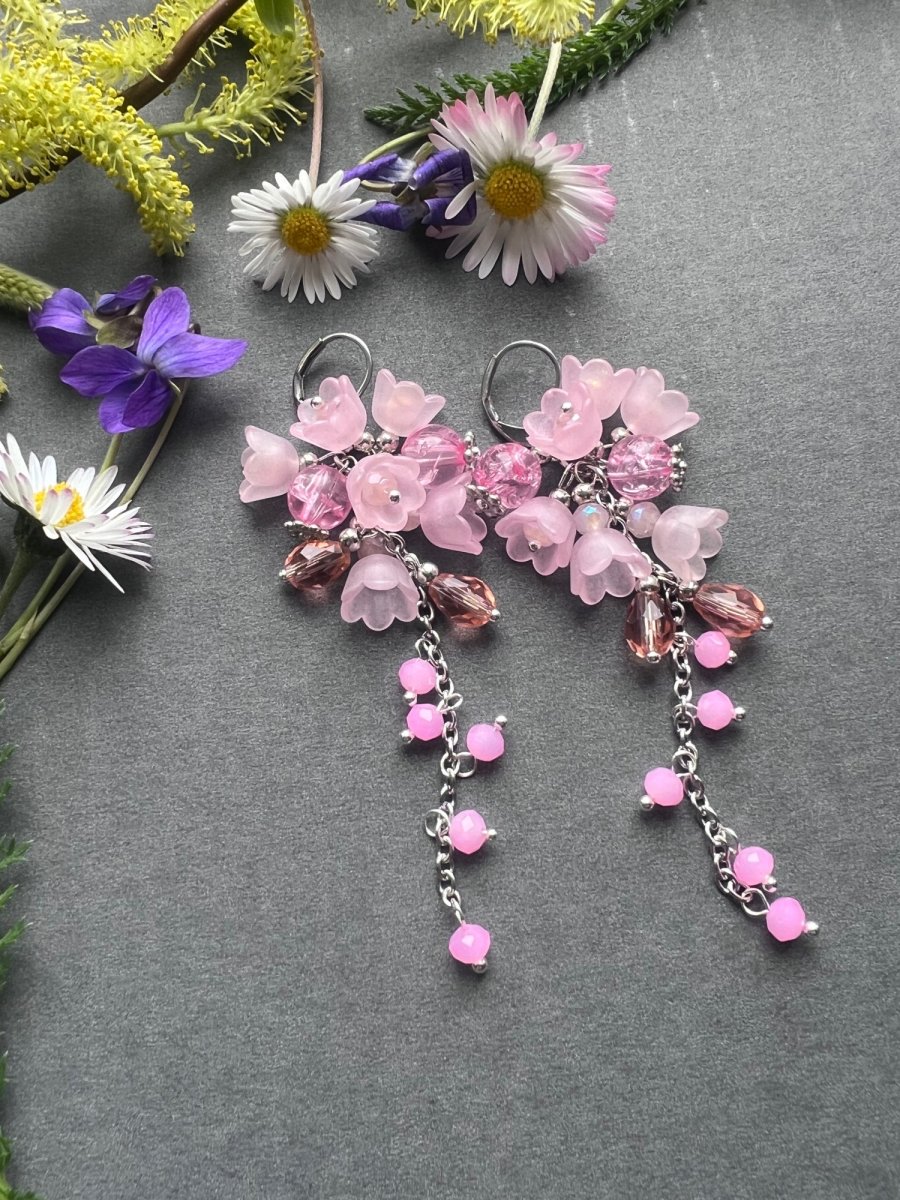 Růžové zvonečkové náušnice