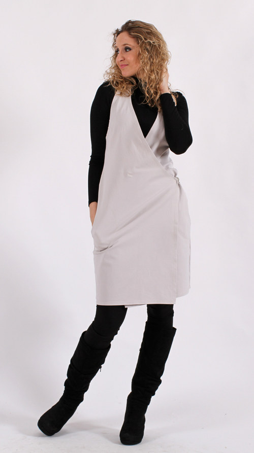 Světlešedá zavinovací šatová sukně