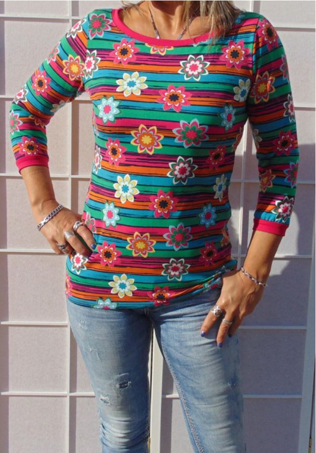 Tričko barevné květy XS - XXXL