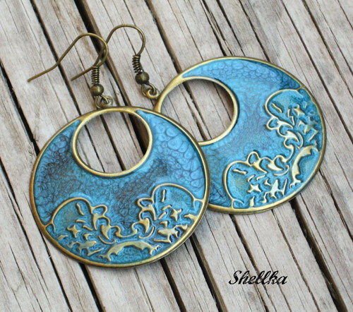 Náušnice ,,KRUHY,,tyrkysové