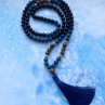 Japa Mala - černý onyx, tygří oko, lapis lazuli