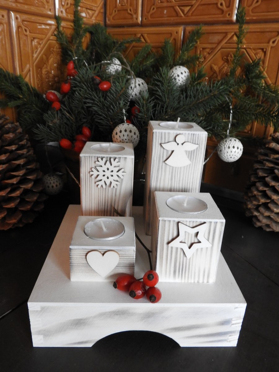 Adventní svícny+krabička na ubrousky