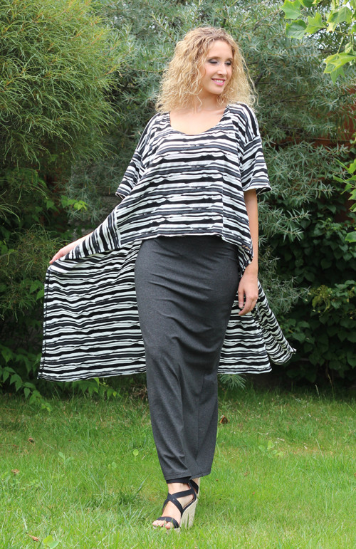 Dlouhá sukně - tmavěšedá melanž