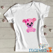 Dívčí hravé tričko s růžovým medvídkem