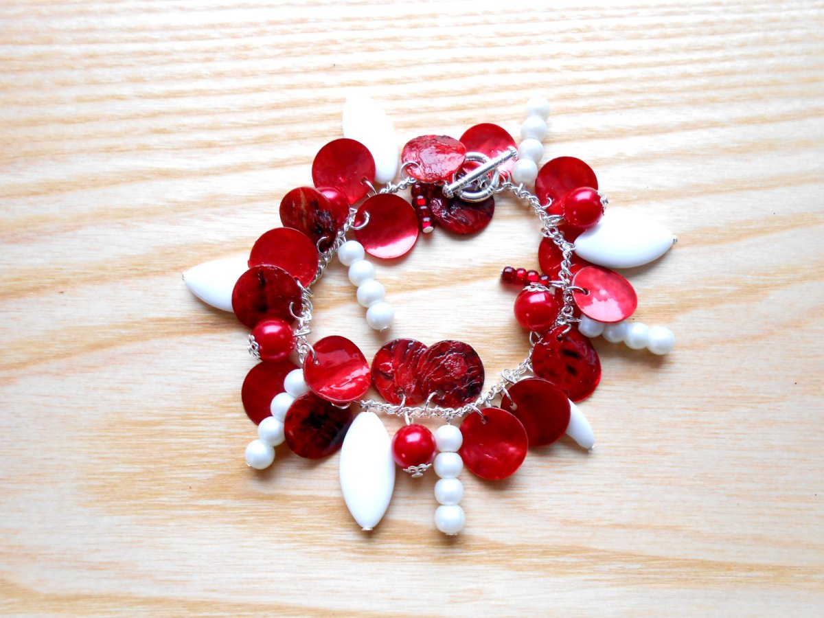 Náramek perleť červená (13/16)