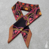 Růžovo oranžový saténový šátek - Dot Art mandala