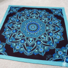 Modrý saténový šátek - Dot Art mandala