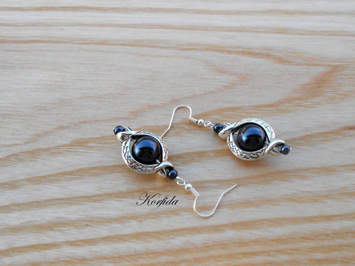 Náušnice hadí šedé tmavé (364/16)