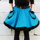 FuFu sukně modrá s kapsami a s černou spodničkou