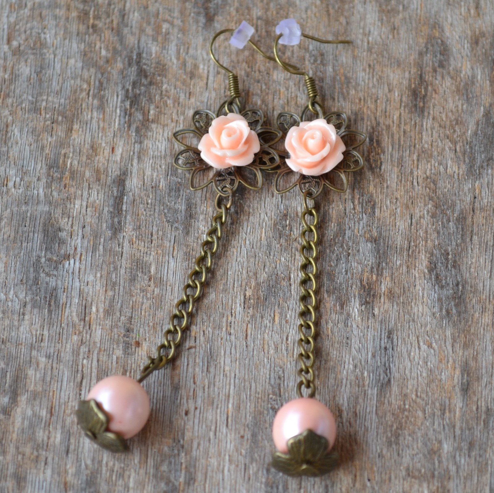 náušnice - meruňková růžička