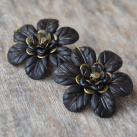 Náušnice - Černé květy