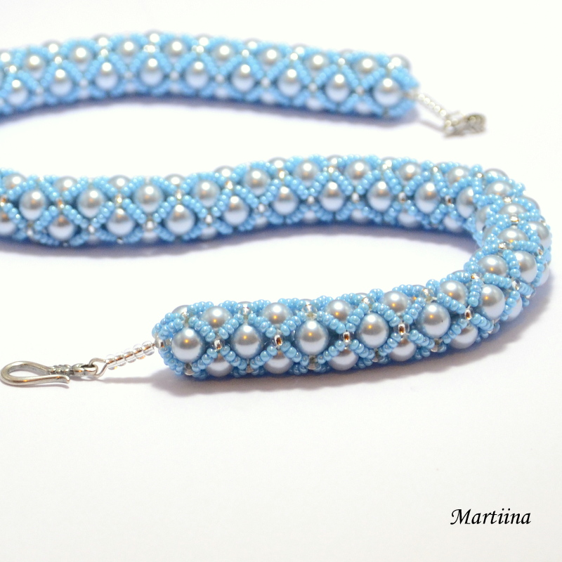 Luxusní perlová sada - šedo-modrá