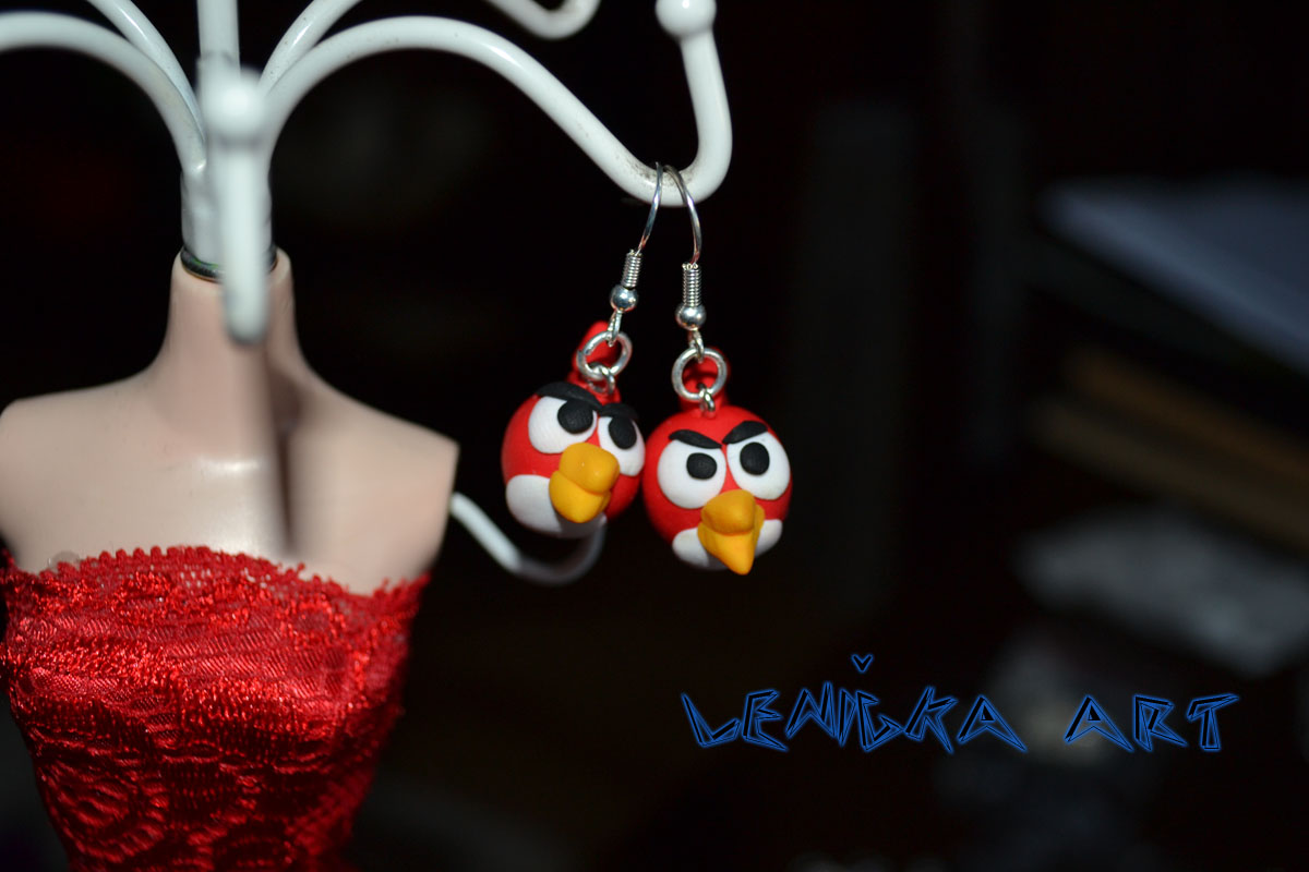 Červení naštvaní ptáčci - náušnice 