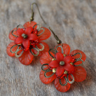 Náušnice - Červené květy