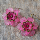 Náušnice - Růžové květy