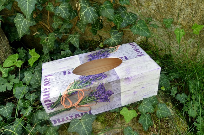 krabička na kapesníky levandule