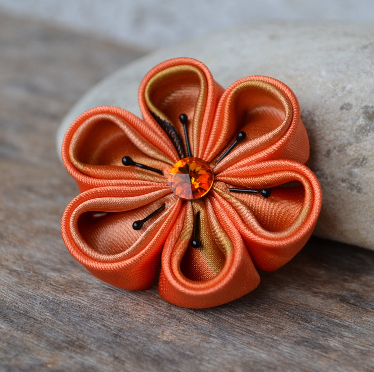 kanzashi květ - Rusty