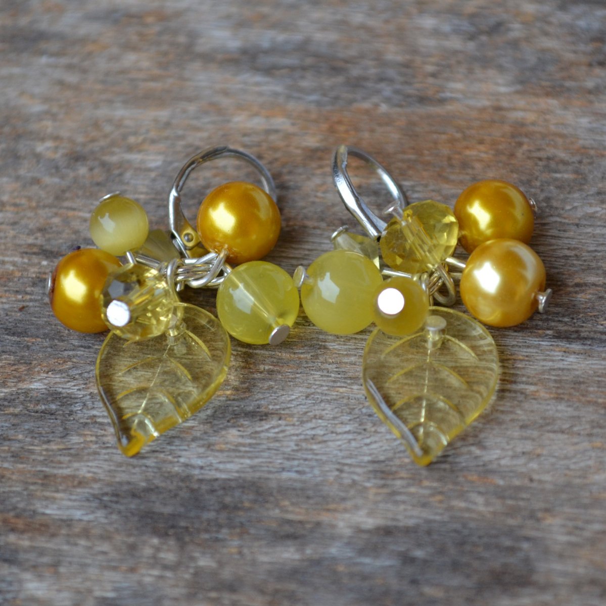 náušnice - žluté střapce