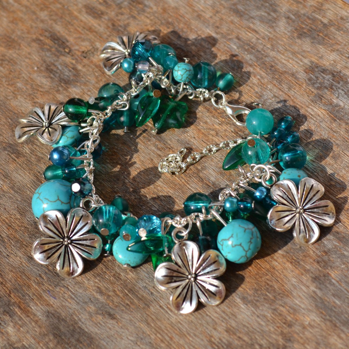 náramek - tyrkysové květy