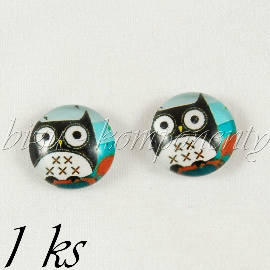 Skleněný kabošon sovička piškovrková (35 2080)
