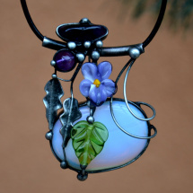 FIALKA - opalit, vinutá perla, ametyst