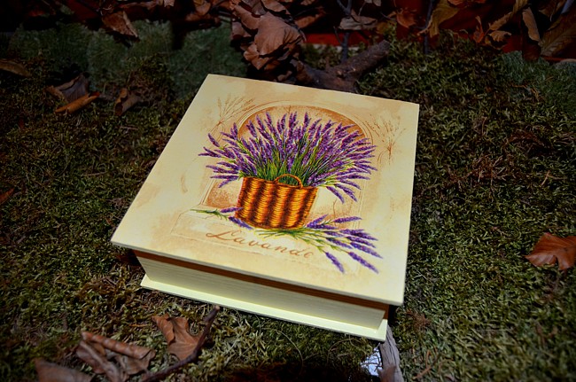 Krabička, šperkovnice - levandule v košíku