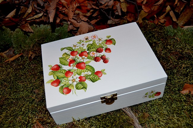 Krabička na čaj - 6 přihrádek - jahody