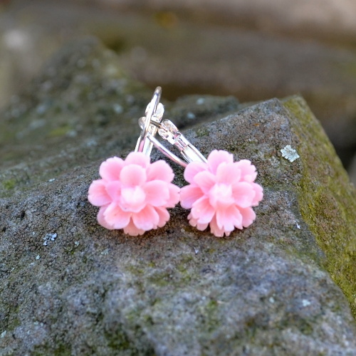 Náušnice - světle růžové fimo