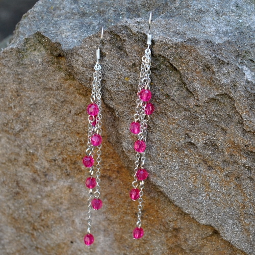 Náušnice - zářivě růžové