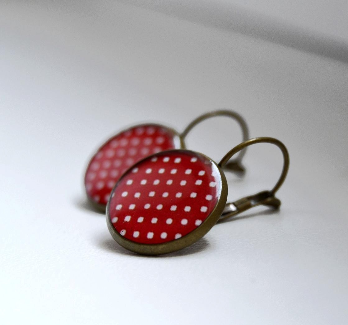 Červená karkulka - náušnice s puntíky