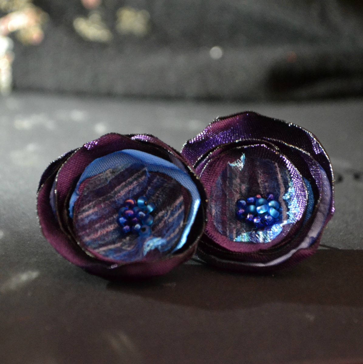 Náušnice - puzetky fialky