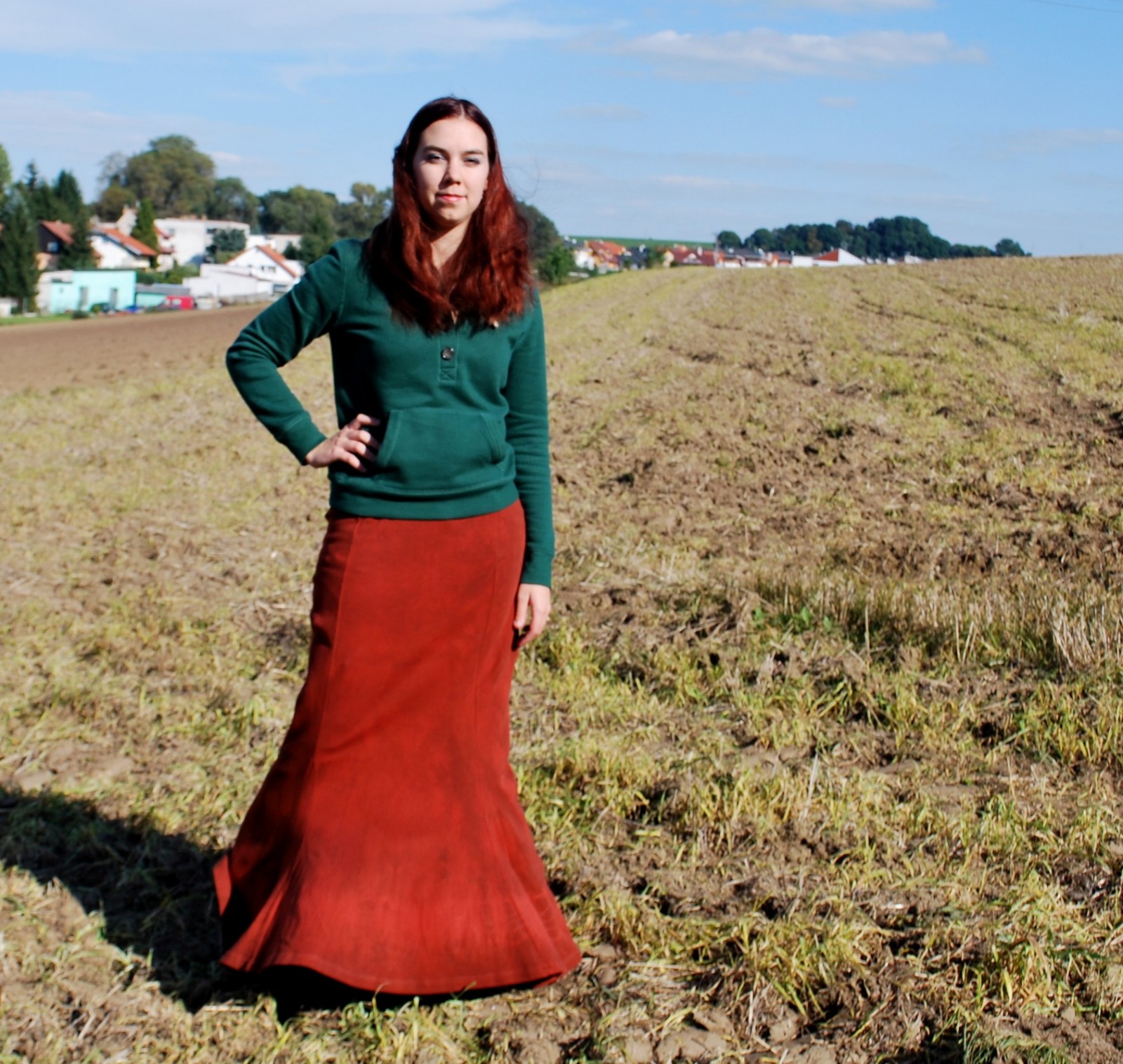 Podzimní sukně rezavá XXL