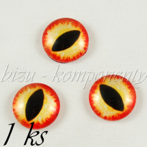 Skleněný kabošon žluto-červené oko (35 2229)