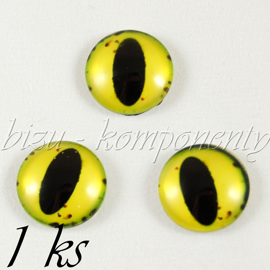 Skleněný kabošon žluté oko  16 mm (35 2280)
