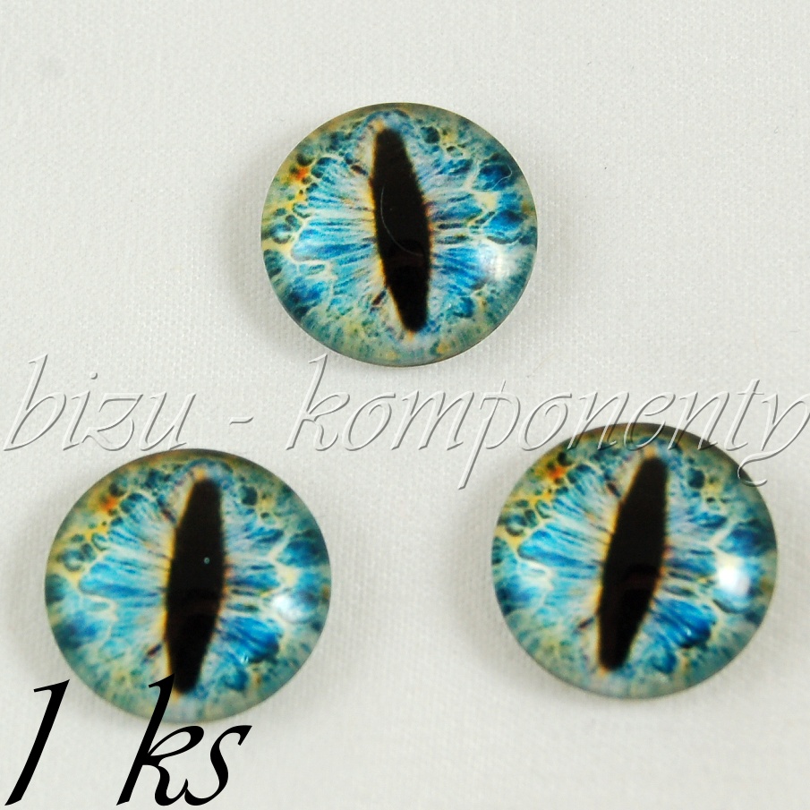 Skleněný kabošon modré mramorované oko  16 mm (35 2276)