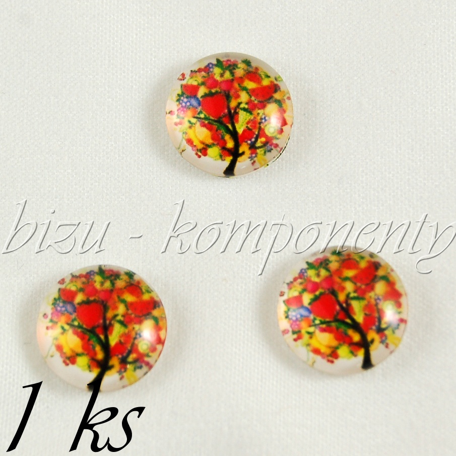 Skleněný kabošon umělecký strom, 12 mm (35 2256)