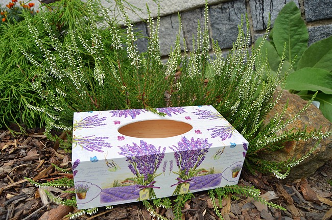 krabička na kapesníky levandule