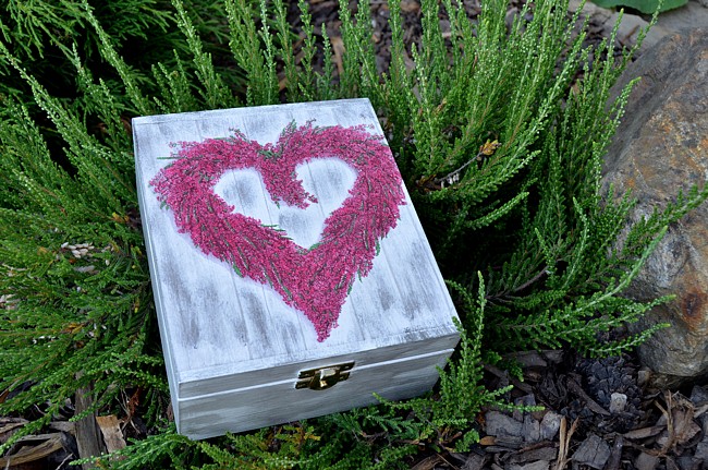 Krabička na čaj - 4 přihrádky - srdíčko