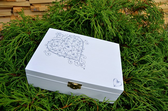 Krabička na čaj - 6 přihrádek - srdíčko