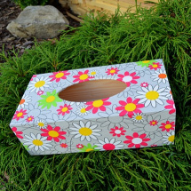 krabička na kapesníky barevné květy
