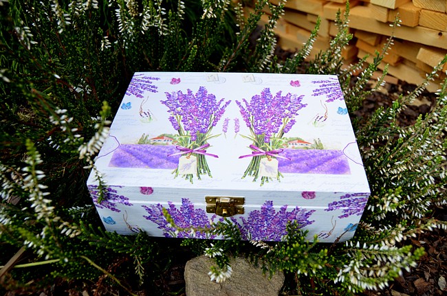 Krabička na čaj - 6 přihrádek - levandule
