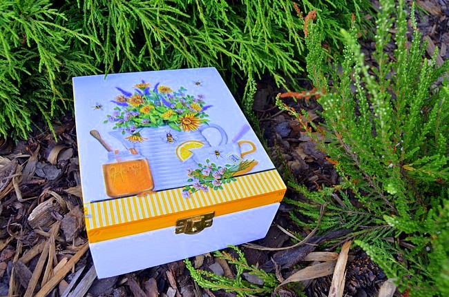 Krabička na čaj - 4 přihrádky - čajová