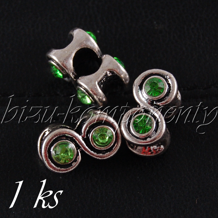 Kovový korálek zelené oči (28 0054)