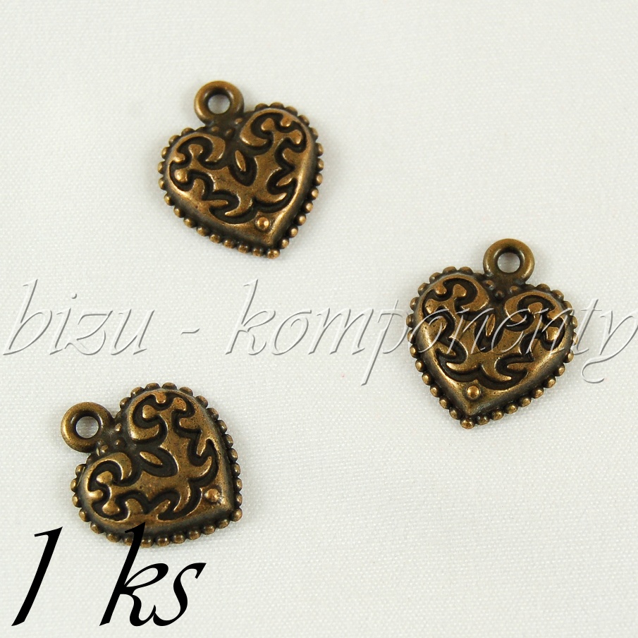 Menší srdíčko, bronzová barva (02 1075)