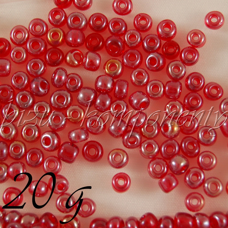 Červený průsvitný rokajl 4mm 20g (01 0419)