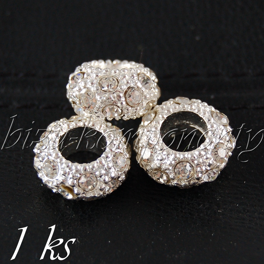 Kovový korálek s čirými šatony (28 0094)