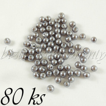Šedivé voskované perle 4mm 80ks (01 0437)