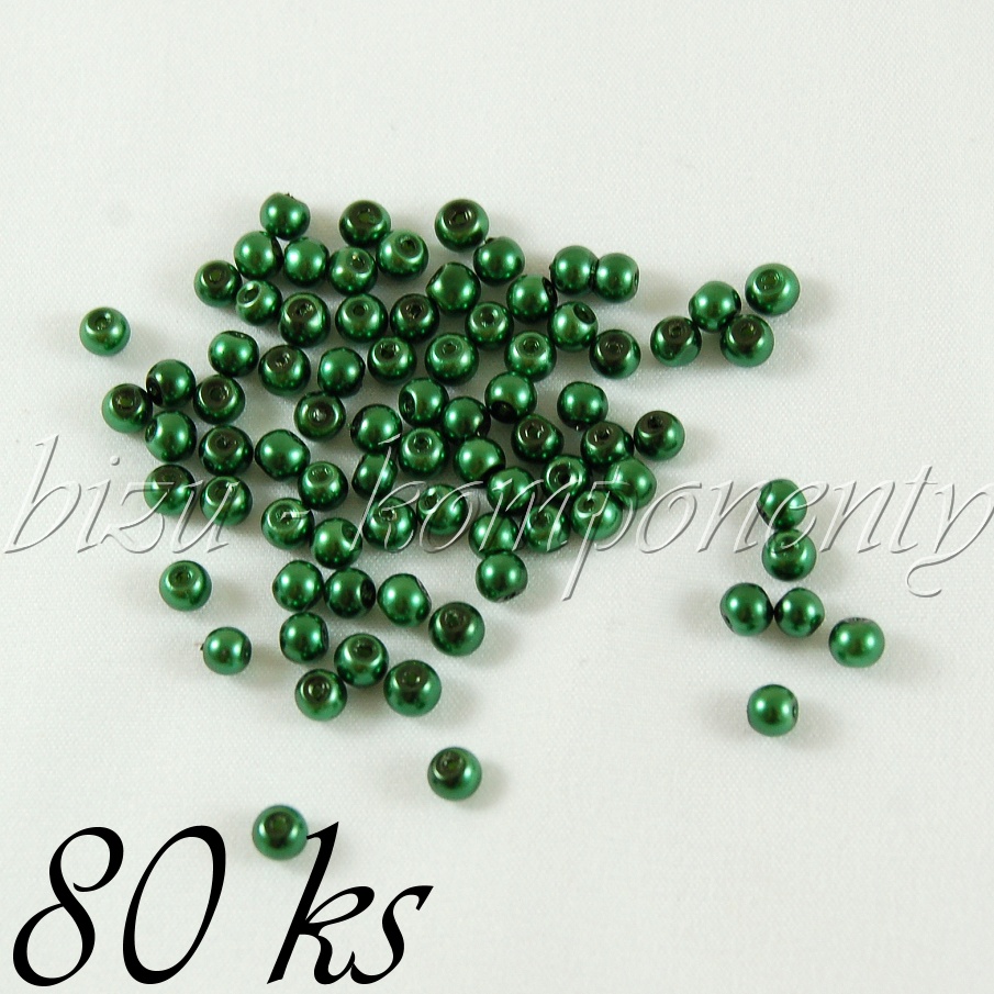 Tmavě zelené voskované perle 4mm 80ks (01 0436)