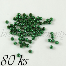 Tmavě zelené voskované perle 4mm 80ks (01 0436)